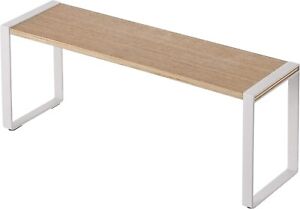 Home Kitchen Rack - White, Steel + Wood Counter Storage Shelf Organizer - D68