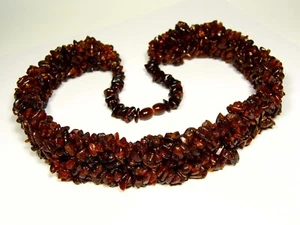 Collar trenzado ámbar báltico 21" marrón para mujer piedras preciosas genuinas naturales 4840 - Imagen 1 de 9