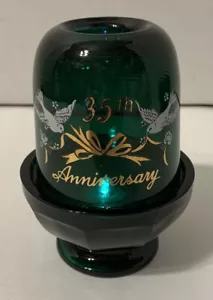 Wikinger Glas smaragdgrün 35 Jahre Jubiläum 2 Stück Feenlampe Kerzenhalter - Bild 1 von 7