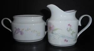 STUDIO NOVA MA202 Pink Vista Zuckerdose & Milchkännchen Set Fine China weiße Blumen grün - Bild 1 von 7