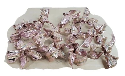 Shiny Bows For Chandeliers Christmas Trees Decoration 4” size Coral Color 12 Ct - Image 1 of 4