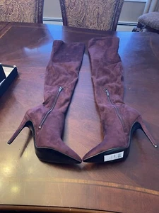 💃🕺NEW 9M Kendall Kylie Womens Suede High Heel Thigh Boots Dark Red with Tags‼️ - Picture 1 of 11