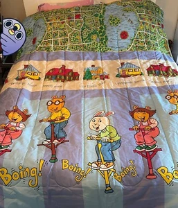 Manta edredón cama tamaño doble Mark Brown Arthur the Aardvark 1997 vintage rara - Imagen 1 de 7