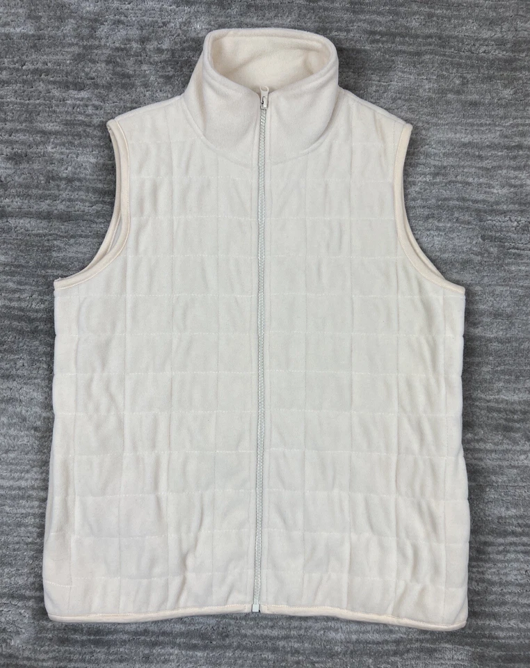 Chaleco Jane Ashley para mujer PM marfil polar bolsillos con cremallera suave Foto 1 de 4