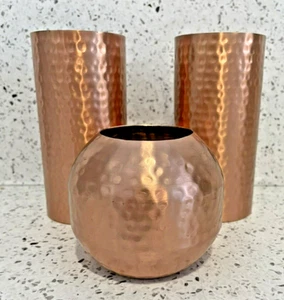 Juego de 3 candelabros PADDYWAX de cobre martillado (se pueden quitar velas usadas) - Imagen 1 de 8