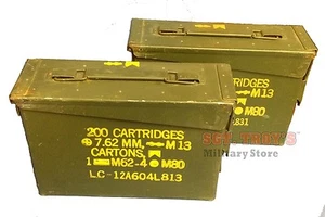 PAQUETE DE 2 lata de munición militar metal 30 CAL 7,62 mm M19A1 0,30 cal. Excelente estado - Imagen 1 de 6