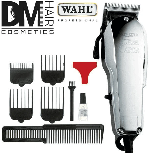 WAHL SUPER TAPER CHROME CLIPPER TOSATRICE TAGLIACAPELLI PROFESSIONALE + 4 RIALZI - Immagine 1 di 2