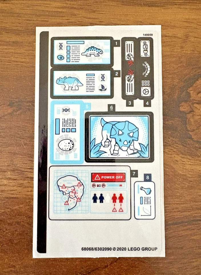 LEGO STICKER SHEET for 75939 Dr. Wu's Lab: Baby Dinosaurs Breakout- NEW - Image 1 of 1