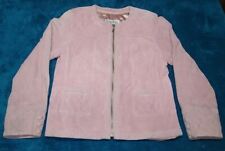 Bradley Womens Jacket Medium Pink Suede Leather Coat Full Zip Pockets