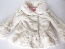 JUST FAB size L (4) Toddler Girls Beige Silky Plush Button-Up Lined Winter Coat