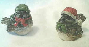 Set of 2 Resin Christmas Bird Small Figurines - Picture 1 of 6