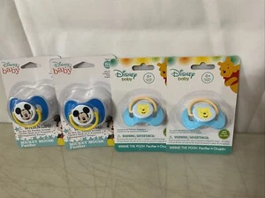 New Disney Baby Boy Pacifiers Mickey Mouse Winnie The Pooh 4 Total - Picture 1 of 5