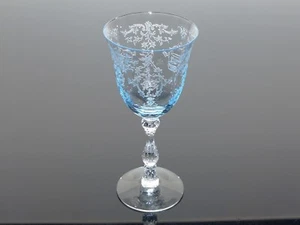 FOSTORIA NAVARRE 6” ELEGANTE CRISTALLO AZZURRO 4,5 OZ BICCHIERE CALICE VINO CHIARO - Foto 1 di 6