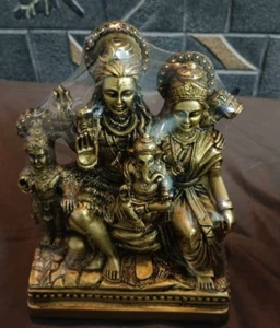 Resin Lord Shiva Parvati Kartikeya and Ganesha Murti Shiv Family Parivar Decor - Picture 1 of 8