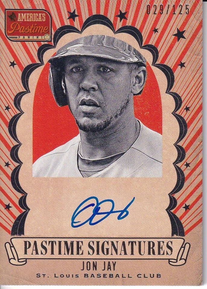 2013 Panini America's Jon Jay Auto Pastime Signatures 29/125 Cincinnati Reds - Image 1 of 2