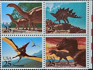 US 2422-2425: Prehistoric Animals 1989, Block of 4, Mint NH OG, FREE Shipping! - Picture 1 of 2
