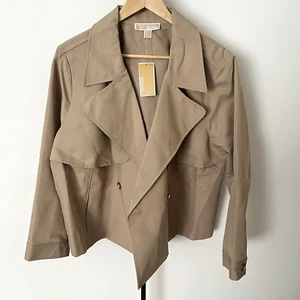 Michael Kors Cropped Double-Breasted Cotton Trench Coat Women’s 2X Khaki ($155) - Picture 1 of 8