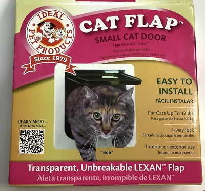 Ideal Pet Products 6.5" X 6.5" Puerta para Gato Pequeña 4 Vías Cerradura Solapa Blanca hasta 12 lb Foto 1 de 4