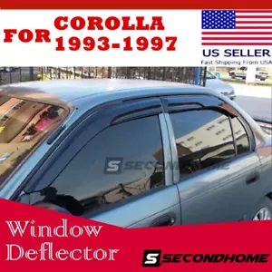 Fits 1993-1997 Toyota Corolla Sedan Window Visor Rain Guard Shade Wind Deflector - Foto 1 di 6