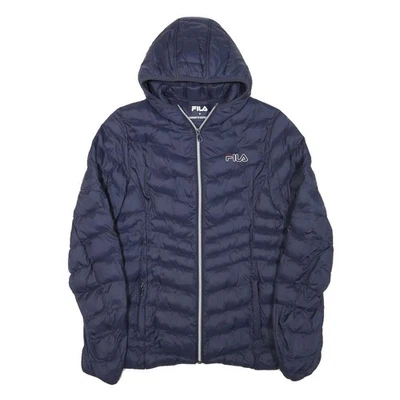 FILA Womens Navy Zip Hooded Quilted Jacket M Polyester Blend Lightweight - Image 1 of 4