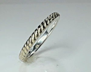 Hidalgo 18k White Gold Flat Rope Stackable Wedding Band Commitment Ring Sz 5 - Picture 1 of 11