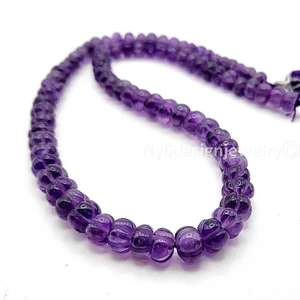 AAA+ Carved Amethyst Pumpkin Beads – Natural Crystal Gemstone Beads 8mm to 6.5mm - Picture 1 of 5