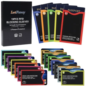RFID Blocking Sleeves, Set with Color Coding (19 Pack, 14 Credit Card Protect... - Picture 1 of 7