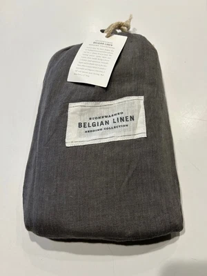 Falda de cama gris grafito reina lino belga lavado a la piedra herrajes restauración derecha Foto 1 de 4