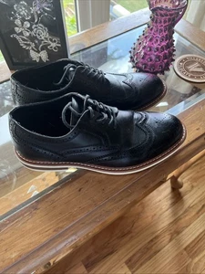 😊KENNETH COLE REACTION Men’s Black Vegan Leather CLYDE FLEX LACE UP Size 8.5 - Foto 1 di 5