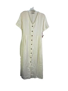 Nuevo de Lote Antiguo Vestido Midi Vintage Años 90 Para Mujer Pequeño Blanco Botón Frontal Cottagecore EE. UU. - Imagen 1 de 8