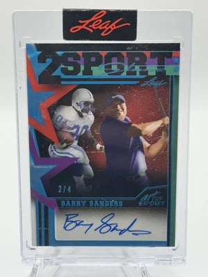 Leaf Art Of Sport 2023 Barry Sanders Auto #2SS-BS1 SP/4 Golf and Football Lions Foto 1 de 3