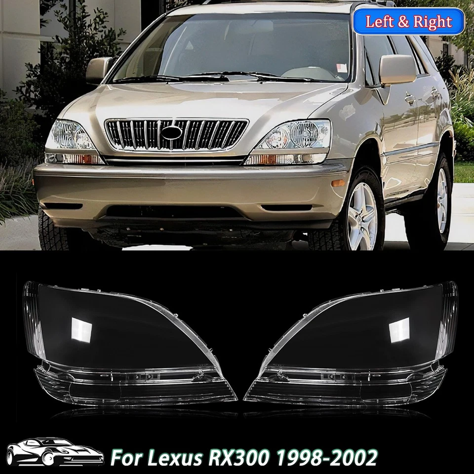 Pair Front Headlight Lens Clear Headlamp Covers Fits Lexus RX300 1998 1999-2003 - Imagem 1 de 4
