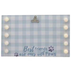 Northlight LED Lighted "Best Friends with Paws" Canvas with Photo Clip 10.25" - Picture 1 of 5