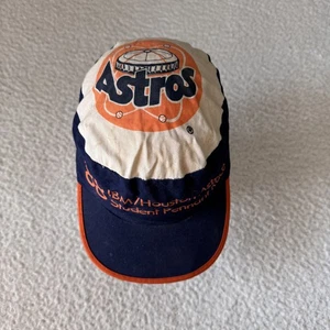 Vintage 80s Houston Astros 100% Cotton Elastic Painters Cap Hat Twins MLB - Picture 1 of 9