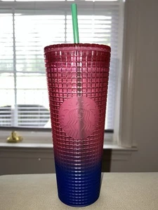 Starbucks Watermelon Pink Purple Gradient Ombre Grid Venti Tumbler Tasse 2022 - Bild 1 von 6