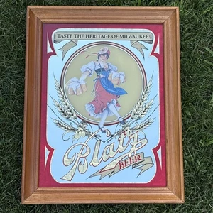 Blatz Beer Valerie Mirror Taste The Heritage Of Milwaukee Vintage Man Cave Bar - Picture 1 of 16
