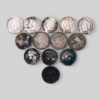 Lote de 13 centavos cabeza india vintage - 1887, 1898, 1903, 1893, 1906 y más Foto 1 de 4
