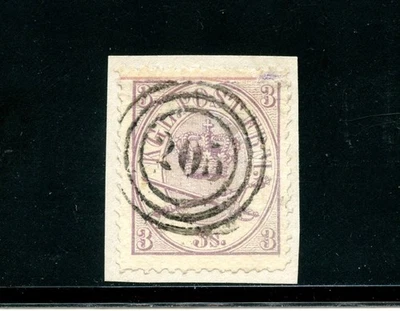 Dinamarca #12 (D468) en pieza Royal Emblem 3s rojo violeta, Perf 13, U, FVF, CV $75.00 Foto 1 de 2