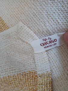 Chicago Weaving Gold Creme Tischdecke Schwer Gewebt Metallic 52" x 72" Vintage - Bild 1 von 4