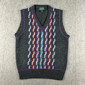 Vintage Sweater Vest Wool Cable Knit Men's Medium V-Neck Alexander Julian *READ* - Picture 1 of 6