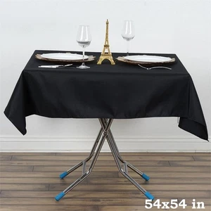 BLACK 54" Premium Quality SQUARE POLYESTER TABLECLOTH Wedding Party Dinner Home - Picture 1 of 4