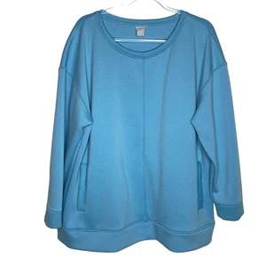 Túnica Chicos Zenergy para mujer 3 azul puntada en contraste bolsillos superiores Chico's XL  - Imagen 1 de 8