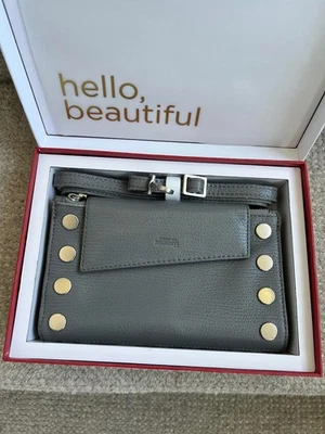 Hammitt Levy Crossbody Grey Leather Purse/Wallet/Clutch with Silver Hardware - Image 1 of 4