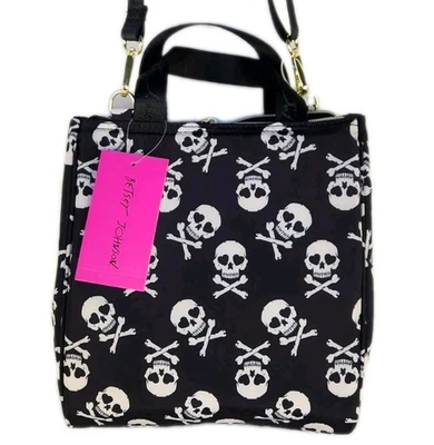  Betsey Johnson Skulls & Crossbones Insulated Lunch Tote Crossbody Bag MSRP:$58 - Image 1 of 4