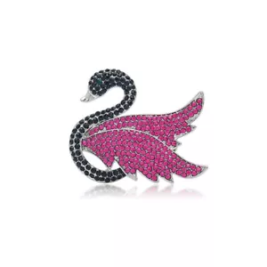 Beautiful Art Deco Style Enamel Crystal Black Swan Brooch Badge Pin Gift - Picture 1 of 12