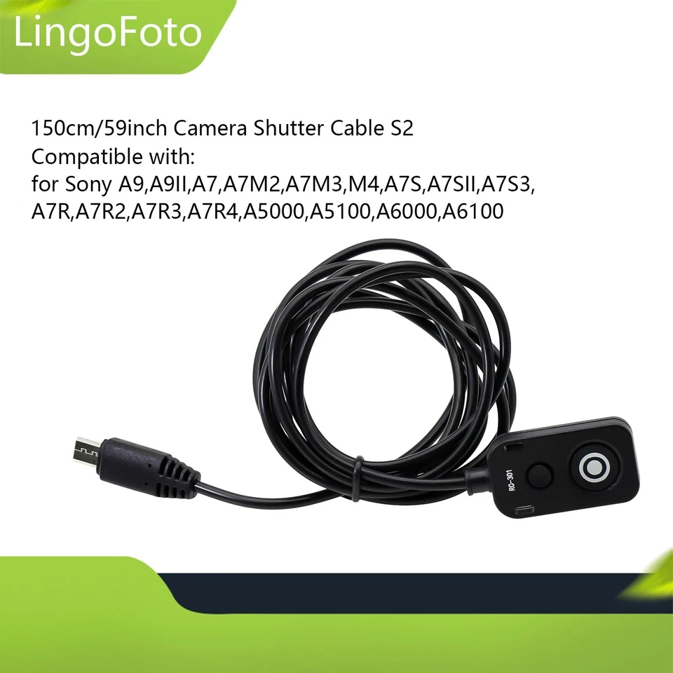 Cable obturador de cámara 150 cm/59 pulgadas S2 para Sony A9, A9II, A7, A7M2, A7M3, M4, A7S, A7SII Foto 1 de 4