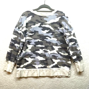 Caslon Sweatshirt Womens Small Gray Blue Camouflage Pullover Athletic Stretch - Picture 1 of 9