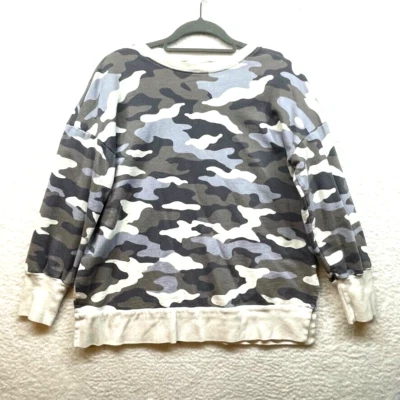 Caslon Sweatshirt Womens Small Gray Blue Camouflage Pullover Athletic Stretch - Image 1 of 4