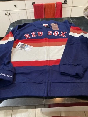 Mens Mitchell & Ness Front Stripe Full Zip Sweater Boston Red Sox XL NWT $200 - Image 1 of 4