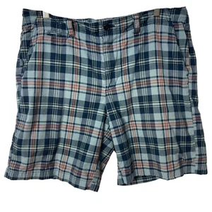 LL Bean Madras Plaid Cotton Shorts Mens 35 Blue Green Preppy Old Money - Picture 1 of 6